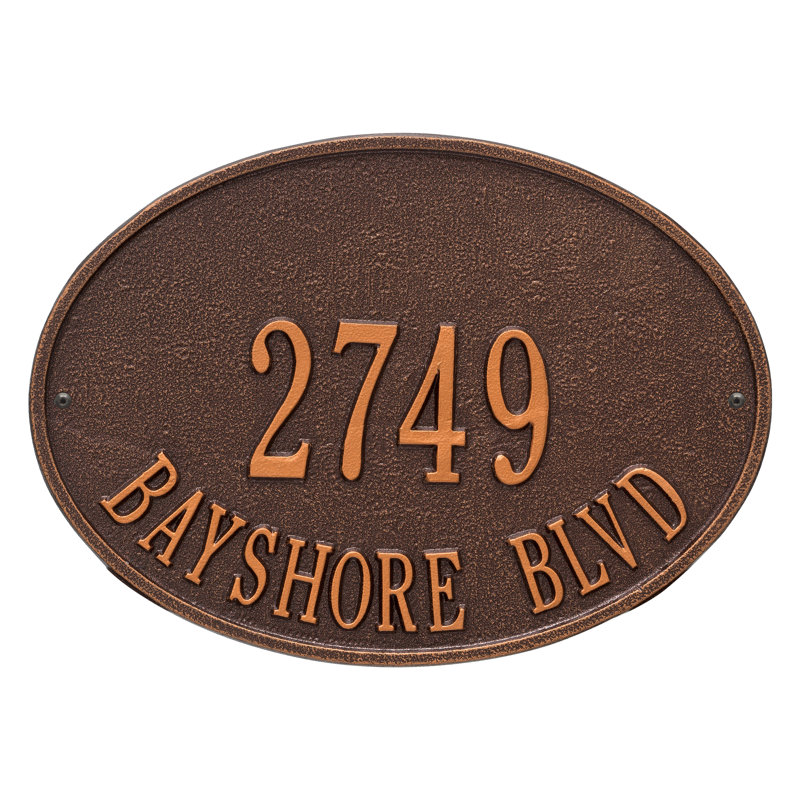 Plaque d'adresse murale sur 2 lignes Hawthorne, Cuivre antique, Oui