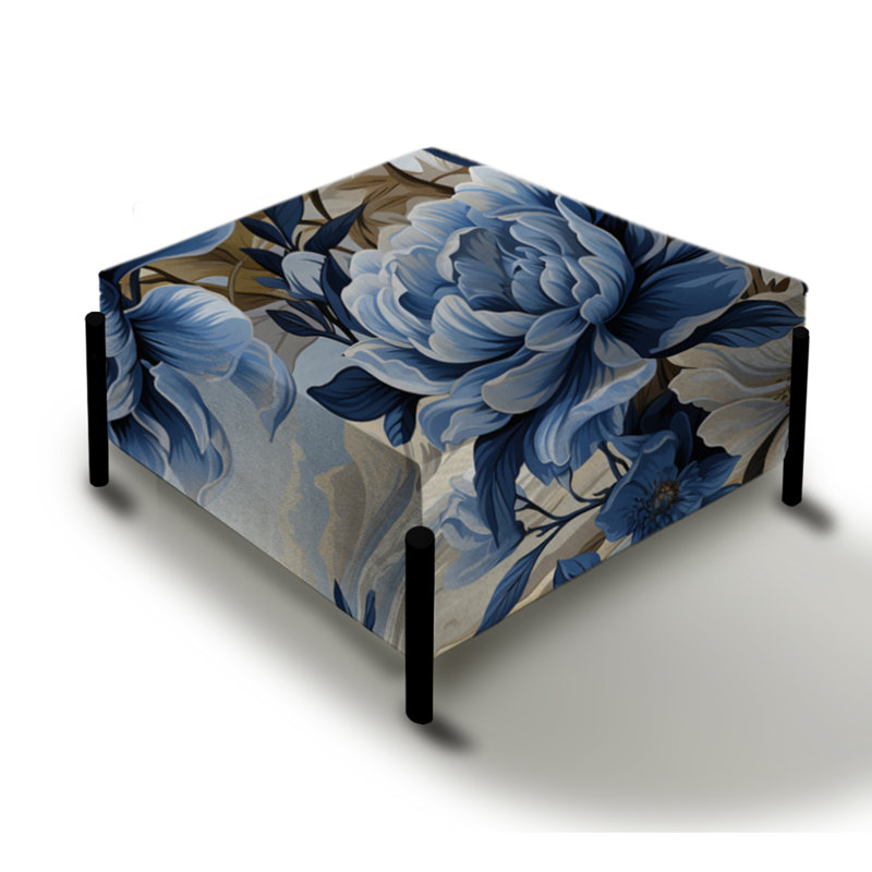 Coastal Tranquillity Victorian Pattern I - Floral Large Square Ottoman