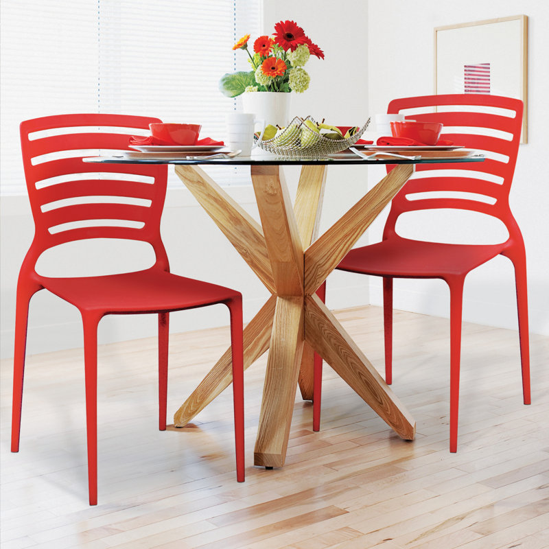 Tramontina Sofia Stackable Dining Chairs - Sleek and Supportive Seating for Everyday Style, Red