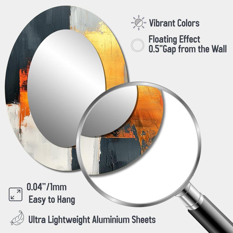 Miroir mural Balck and Orange Converge Dream II, 40 po x 30 po