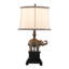 Lampe de table 27 po en polyrésine bronze avec abat-jour doux en lin naturel - ensemble de 2