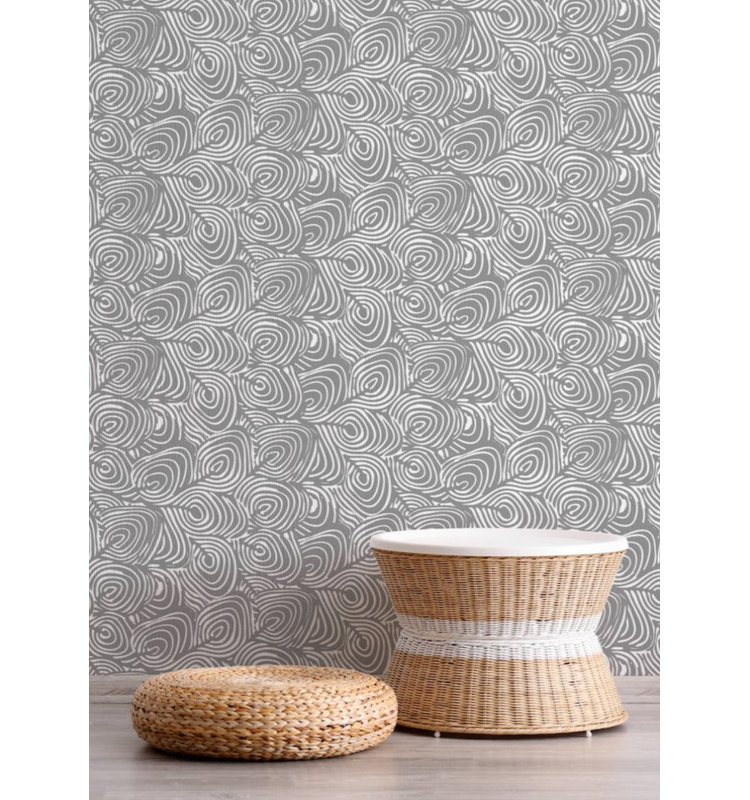 Lomé Plume 10' L x 24" W Wallpaper Roll, Charcoal, Faux Grasscloth, Non-pasted