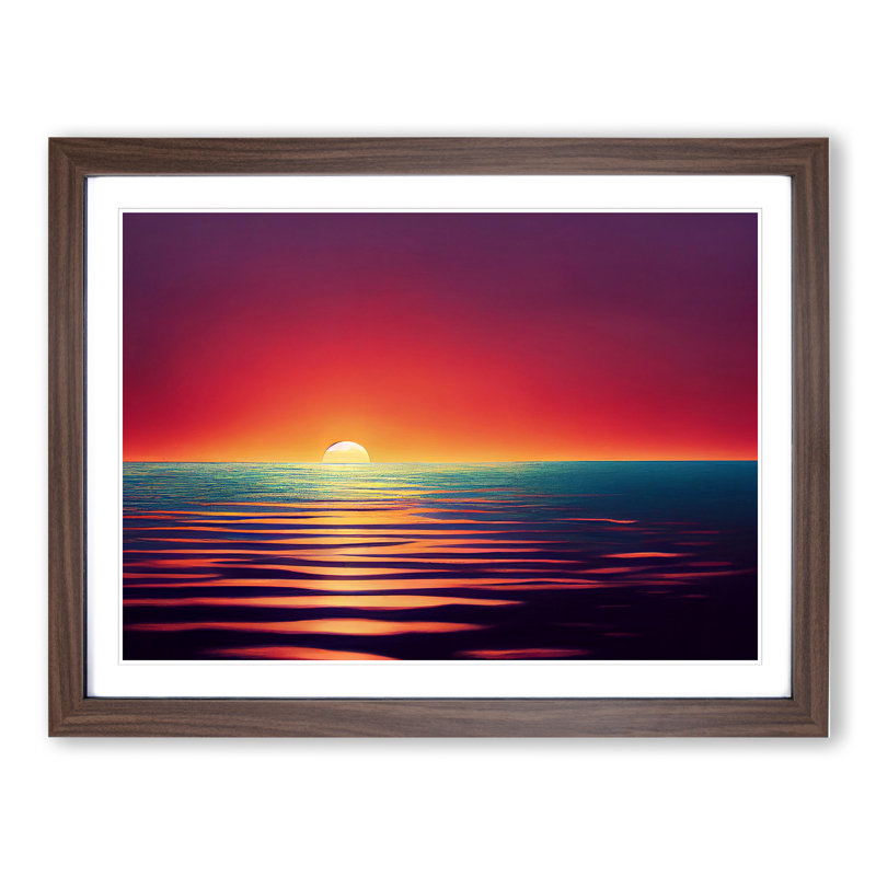 XH1022-6348X Mysterious Ocean Sunset - Single Picture Frame Print, 46cm H x 64cm W, Brown