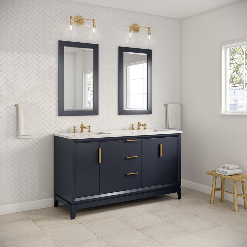 Alexann Marble Countertop Bath Vanity, Monarch Blue, Waterfall