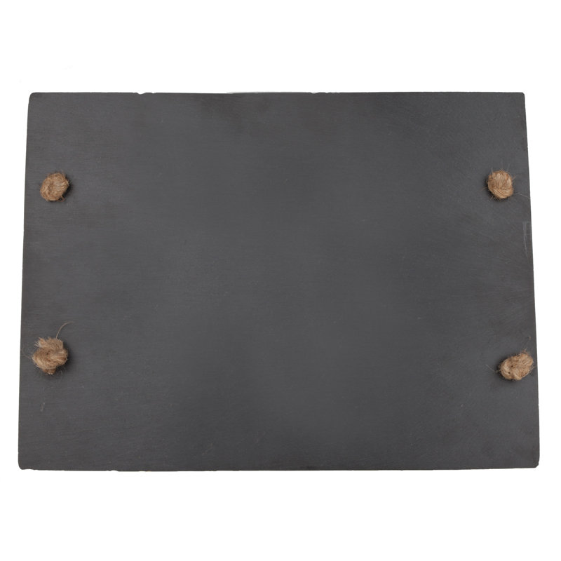 Rustic Black Slate Rectangular Cheese Board with Hemp Handles