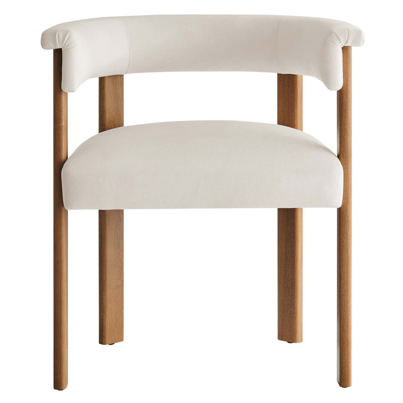 Modway Imogen Velvet Low Back Armchair, Alabaster