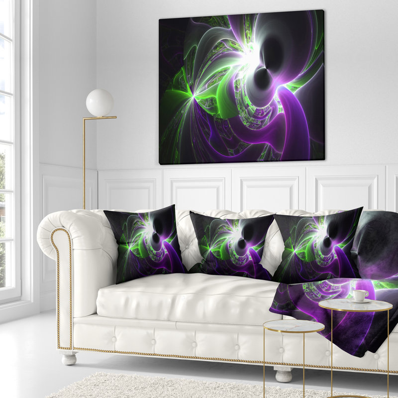 Plasma brillant - coussin abstrait imprimé, 16 po x 1 po, Coussin décoratif, Mauve / Vert