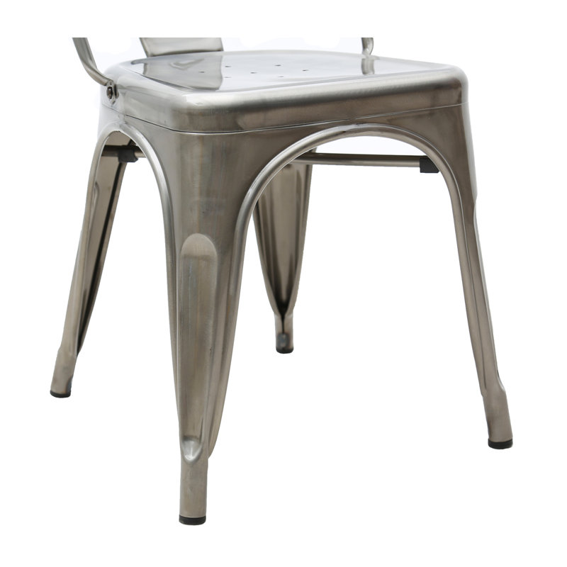 Bourdeau 43cm H Metal Slat Back Stacking Side Chair, Steel