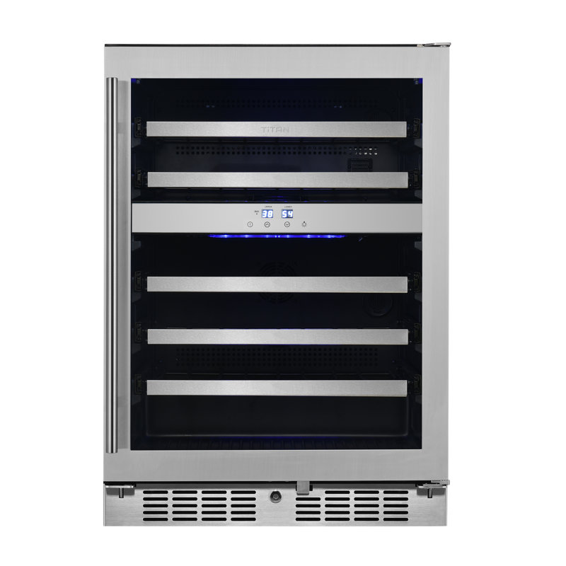Wine Cooler - Transcend 24 in. 46 Bottle Seamless Stainless Steel Single Door Dual Zone Built-In
