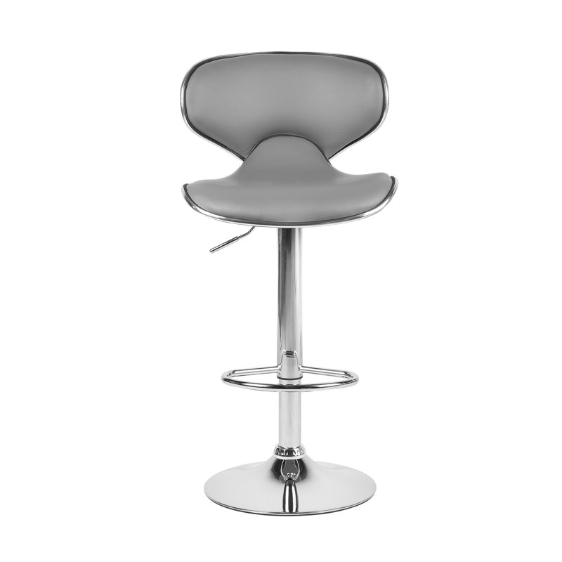 Carrington Swivel Upholstered Adjustable Height Counter Stool with Metal Frame, Grey