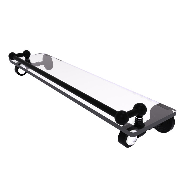 Jarrell Glass Bracket Shelf with Towel Bar, 3.5" H x 22" W x 5.5" D, Matte Black