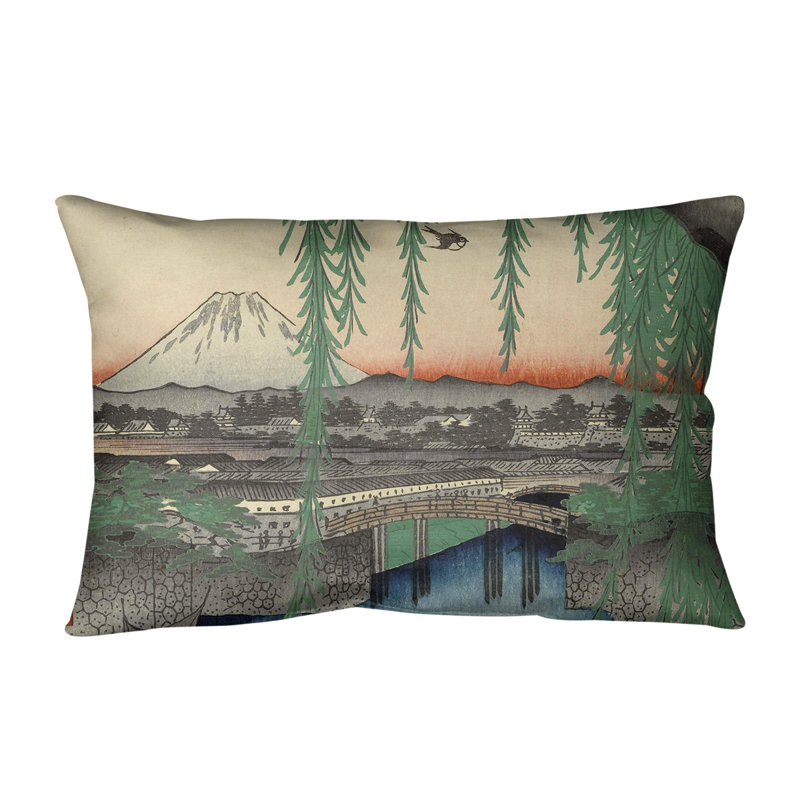 Coussin lombaire bridge yatsumi, Gris / bleu / rose, Simili suède