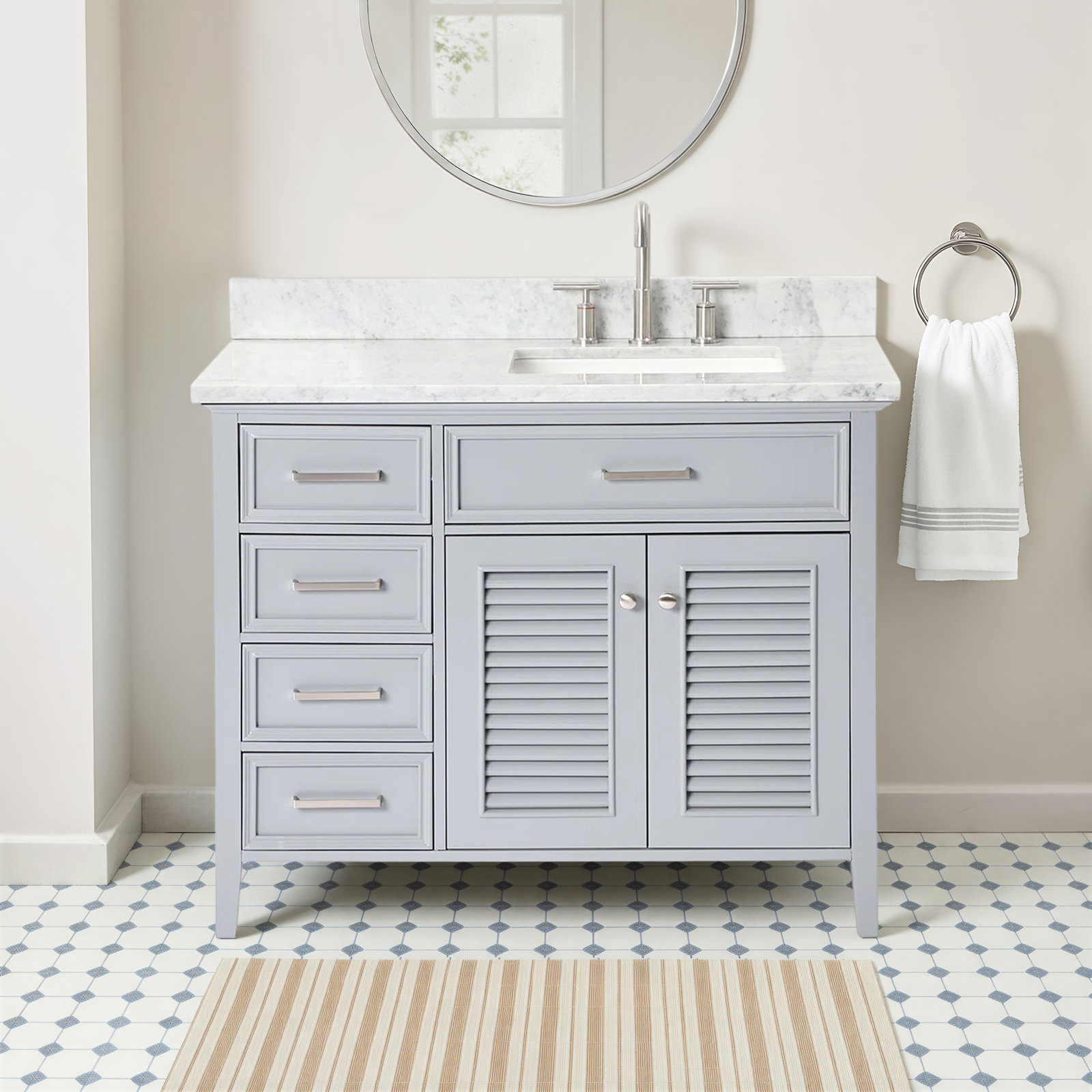 43'' Single Bathroom Vanity, Gray, Right