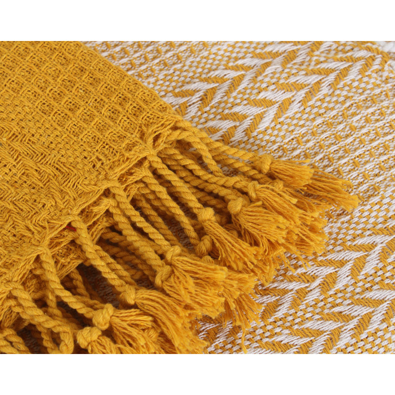 Jeté 100% coton Batik, Jaune