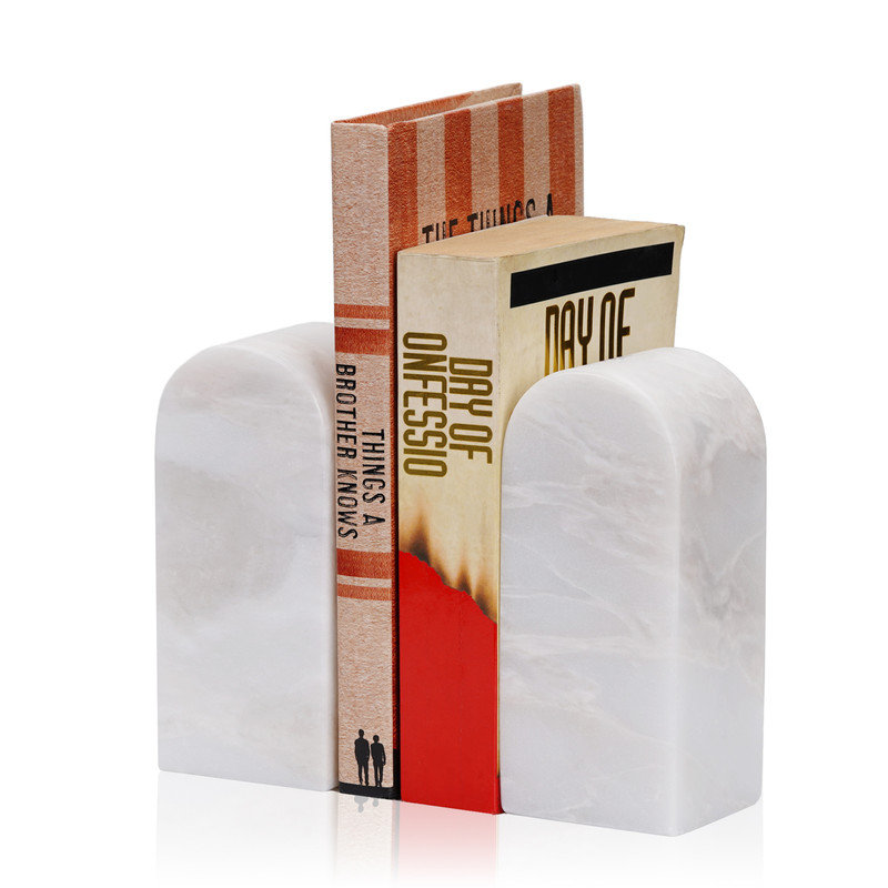 Serre-livres en marbre (ensemble de 2), H 2,3 po x l 2,54 po x P 5,66 po, Blanc