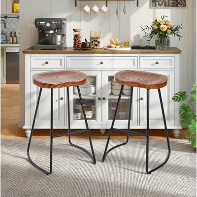 Tabouret de bar 26 po pour îlot de cuisine, selle rustique, tabourets sans dossier avec pieds en métal