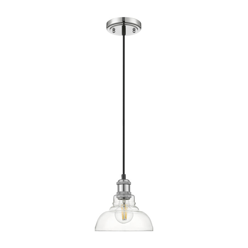 Searcy 1 - Light Schoolhouse Pendant, Clear, Chrome