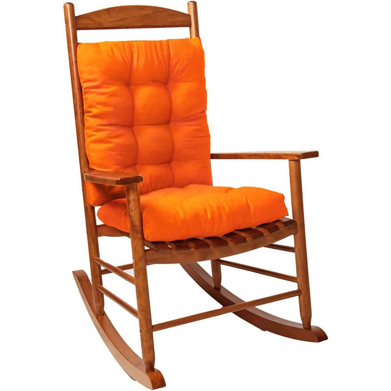 Patio Seat Cushions Set Of 1, Indoor Outdoor Furniture Cushions, Tufted Rocking Chair Cushion Pad, Orange