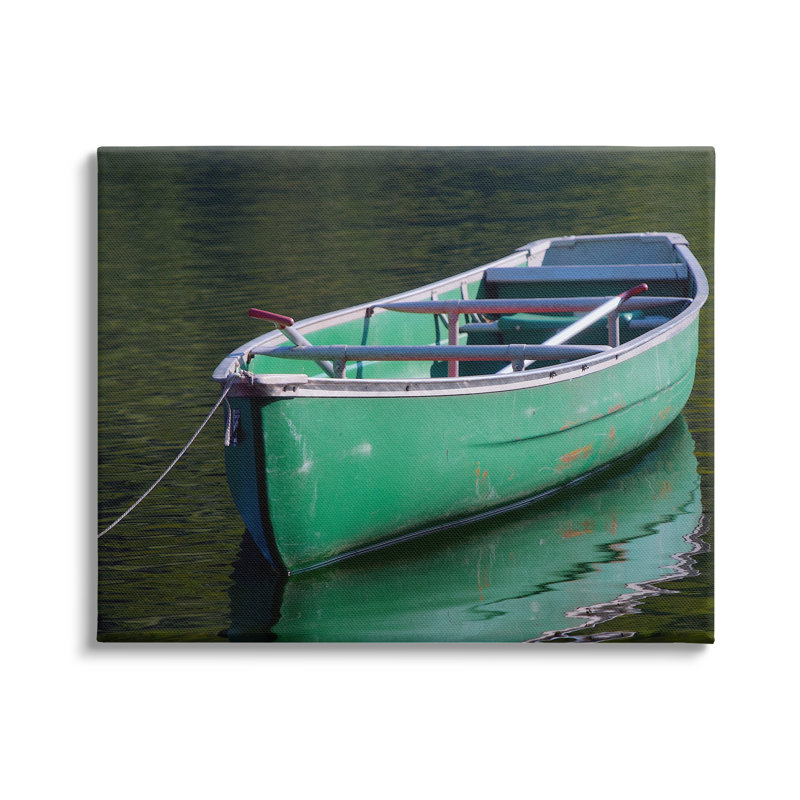 «Green Row bateau Canoe Floating Lake Dock», reproduction d'art sur toile par Daphne Polselli, H 16 po x l 20 po x P 1,5 po