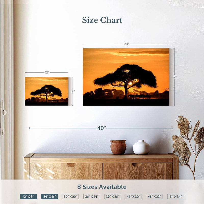 Silhouette d'acacia Harnek Amboseli, H 16 po x l 24 po