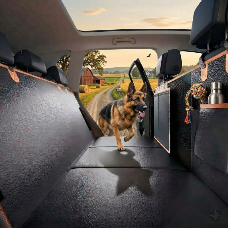 Housse pour siège de chien en similicuir d'une capacité de 400 lb, base rigide, imperméable et résistante aux égratignures, barrière arrière pour voitures, VUS et petits camions