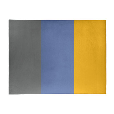 Tapis gris/bleu/jaune rayé