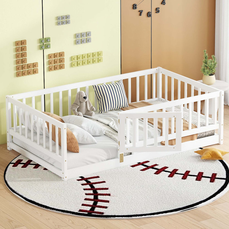 Lit de plancher avec lattes, Simple, Blanc