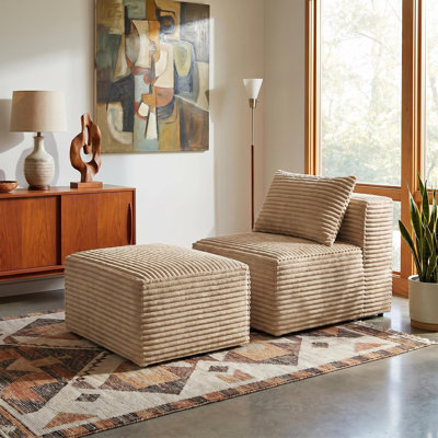 Canapé 107 po avec repose-pieds sans os, 107 po, sans assemblage, beige