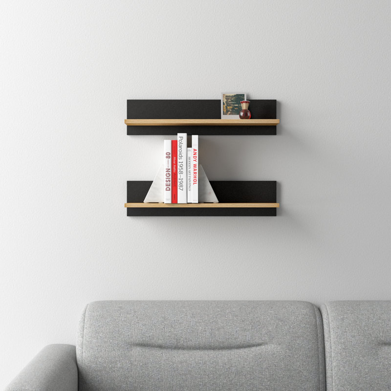 Tilden 2 Piece Picture Ledge Wall Shelf, Black/Chestnut