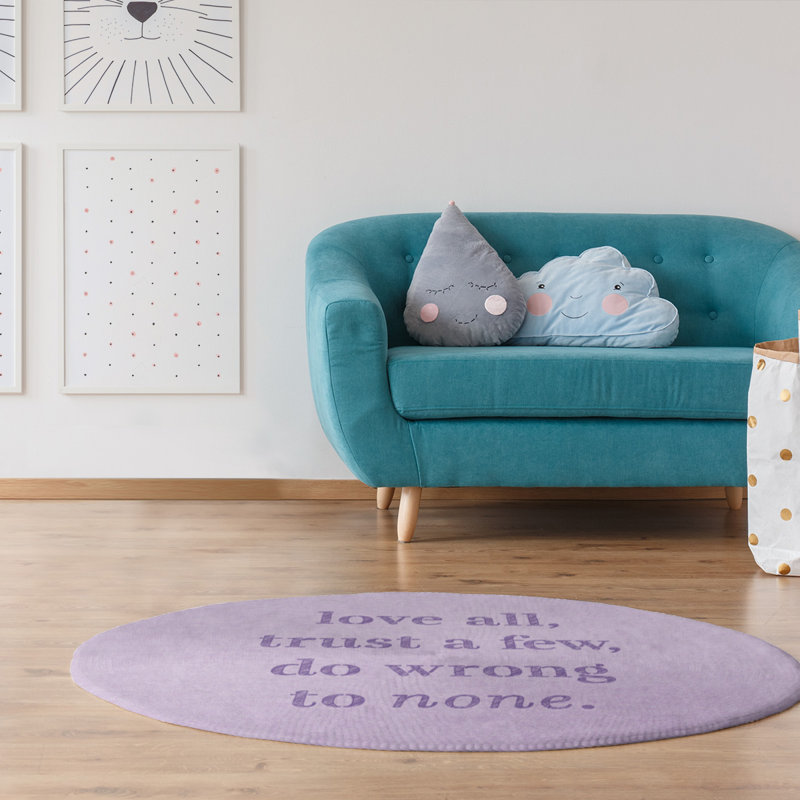 Quotes Chenille Indoor Rug, Round 5'
