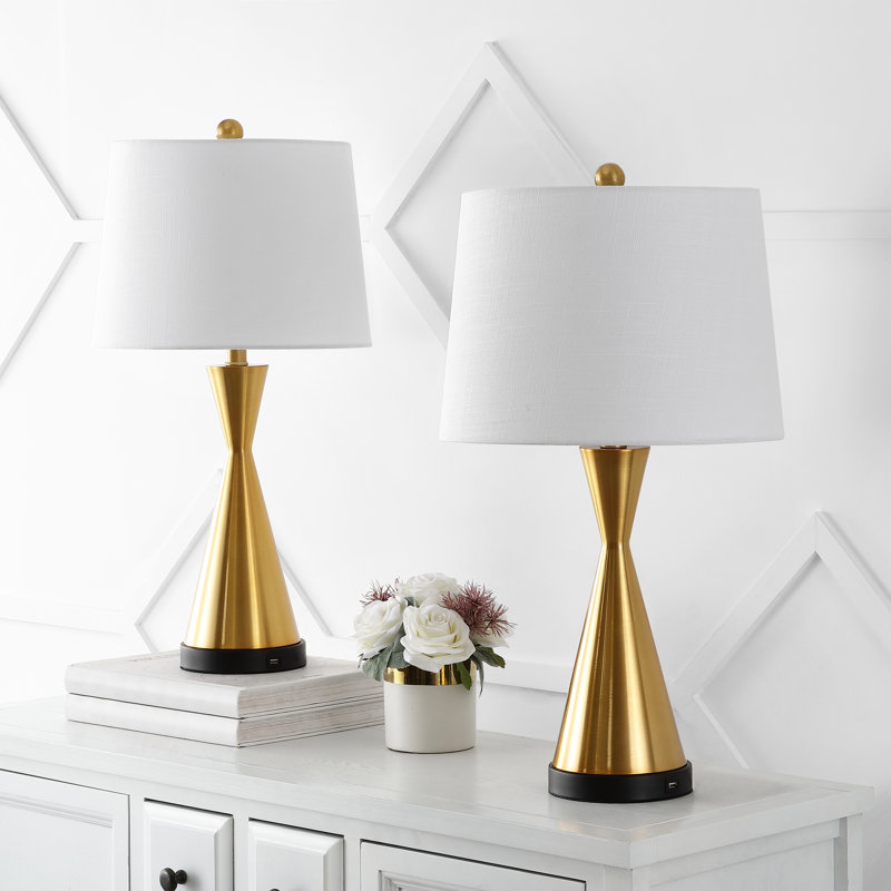 Vinona Metal USB Table Lamp, Brass Gold