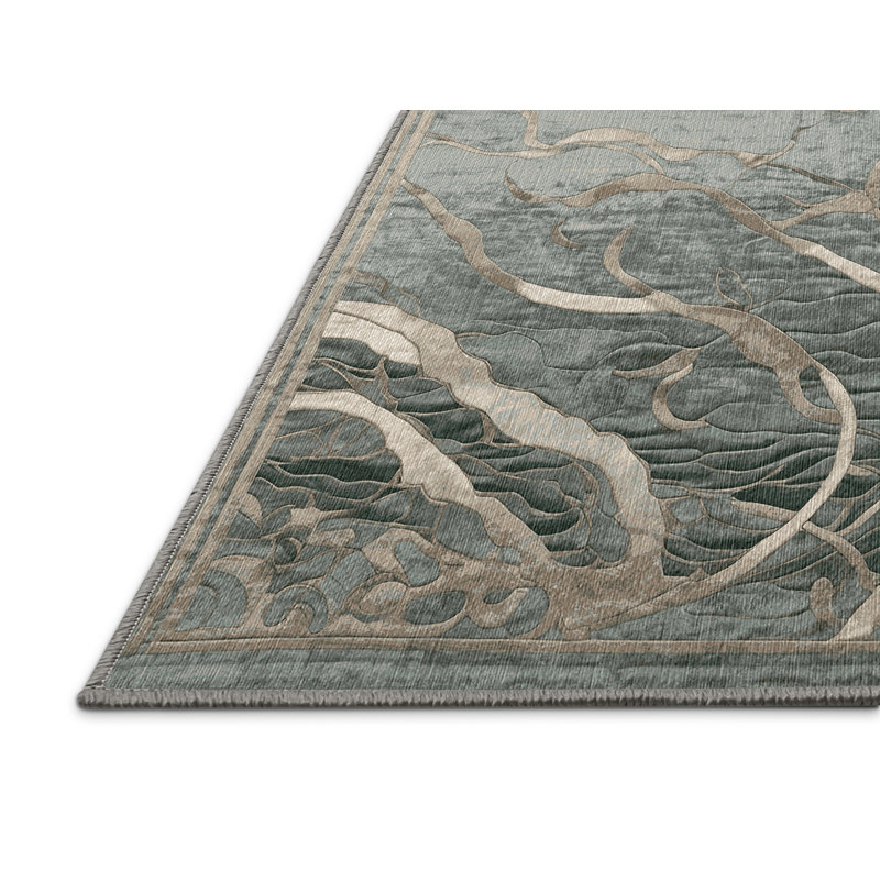 Tapis brun lavable à la machine, Carré 5 pi