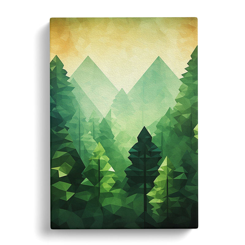 Spring Forest Geometric - Wrapped Canvas, 60cm H x 40cm W x 3cm D