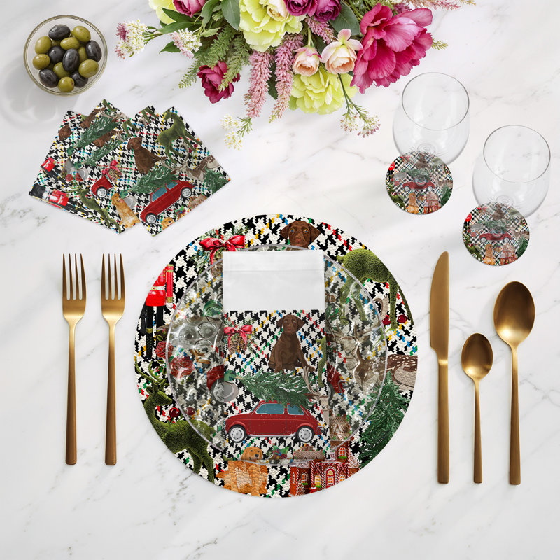 Ultimate Christmas Cotton Sateen Cocktail Napkins, Multi Plaid