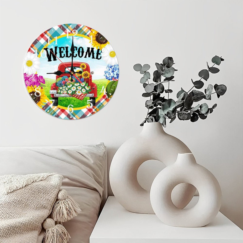 Horloge murale en bois 10 po, mouvement silencieux, à piles (piles AA non incluses), décor artistique, parfait pour les décorations