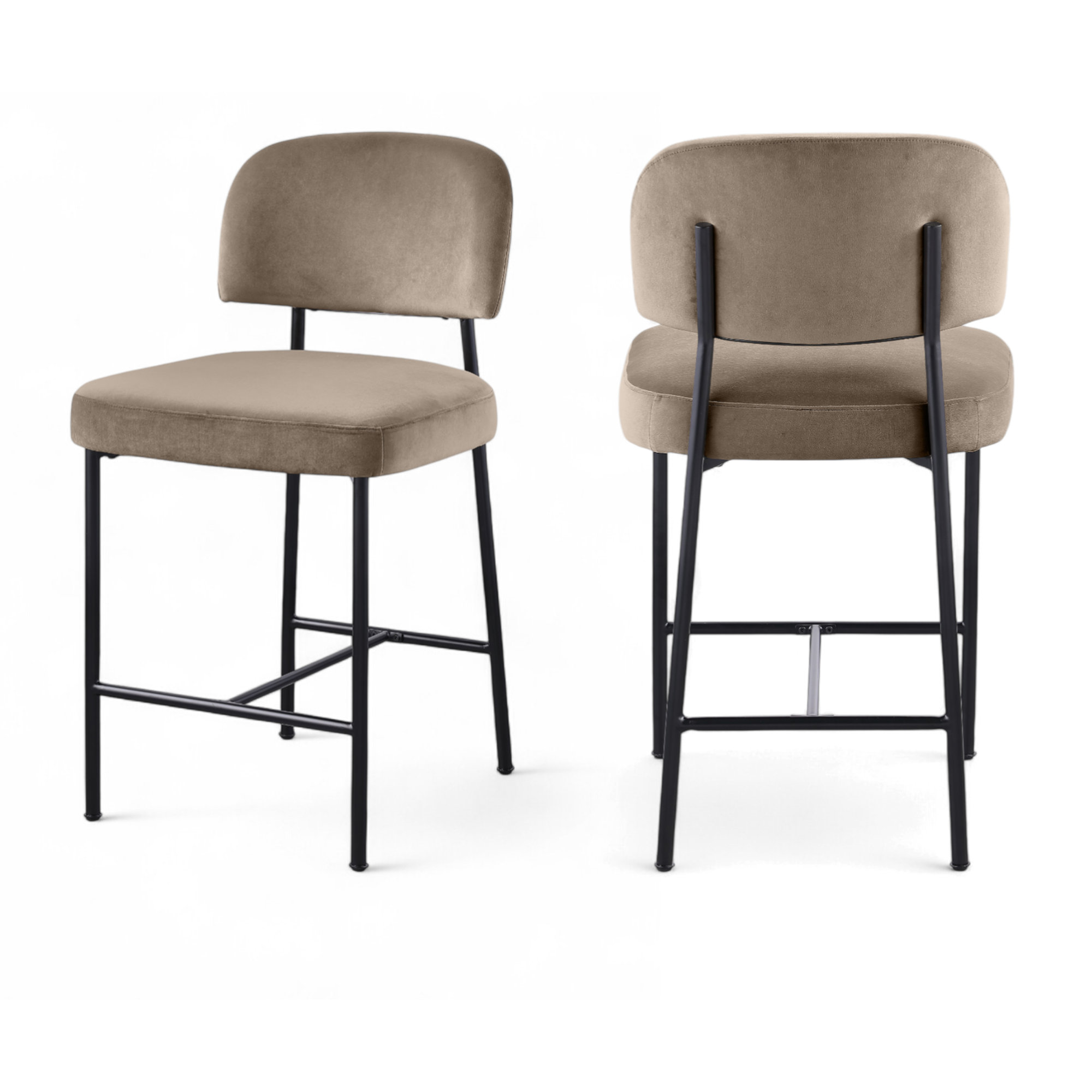 Zarelle Upholstered Counter Stool, Taupe Performance Fabric