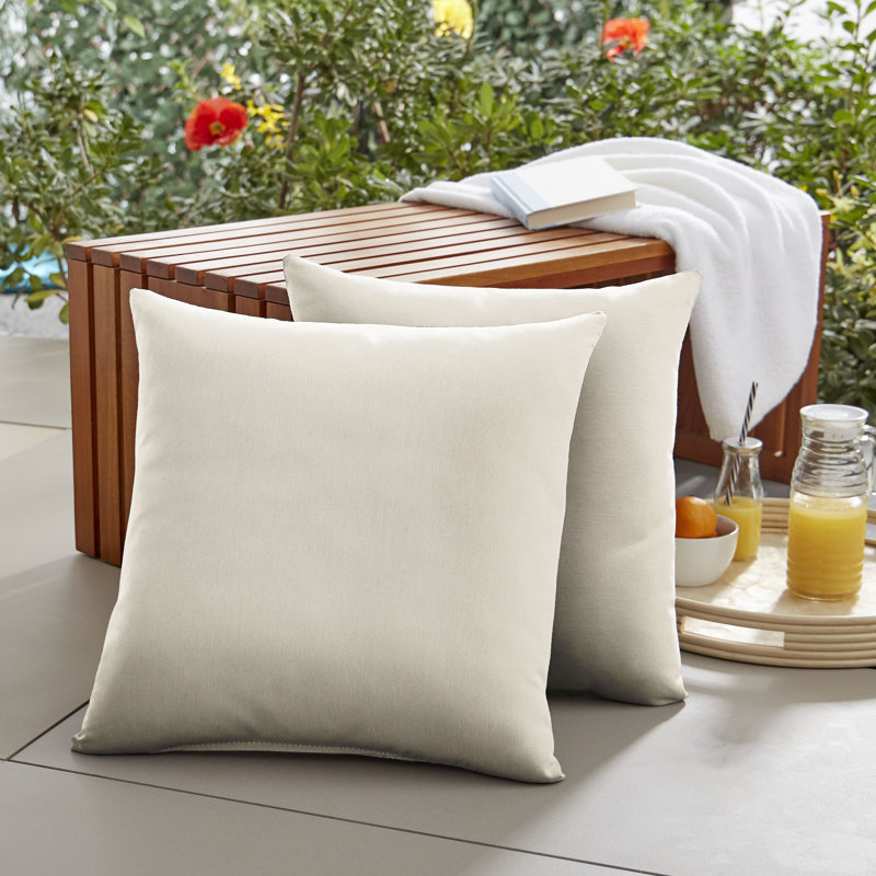 Housse et insert de coussin d'extérieur carré Borgey, Ivoire, H 20 po x l 20 po x P 6 po