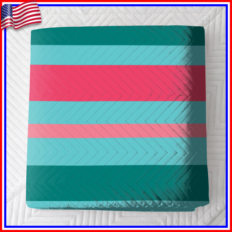 Blue Pink Stripes Quilted Bedspread All Sizes, Twin