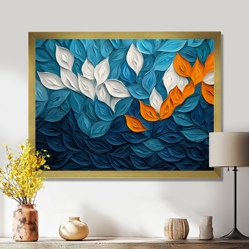 Olaitan - Floral Large Wall Art, H 30 po x l 40 po, Cadre simple, Doré