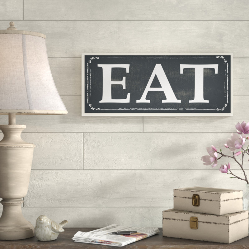 «Eat», art textuel, Plaque murale, H 17 po x l 7 po x P 1,5 po
