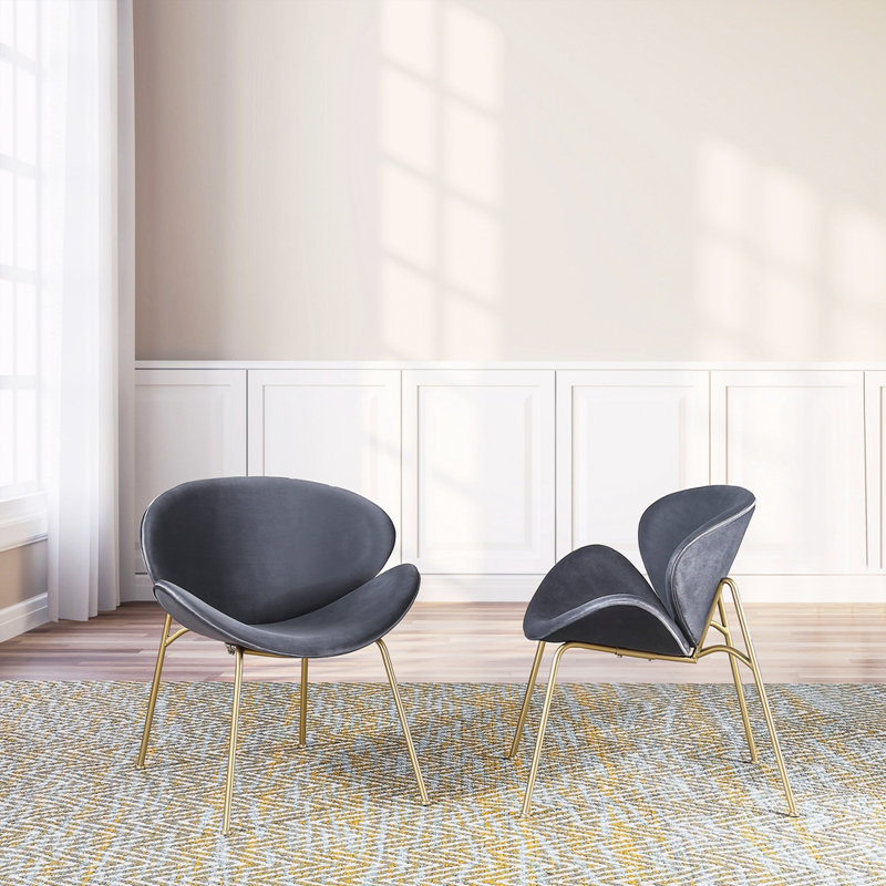 Kuhlman Velvet Side Chair Dining Chair, Gray
