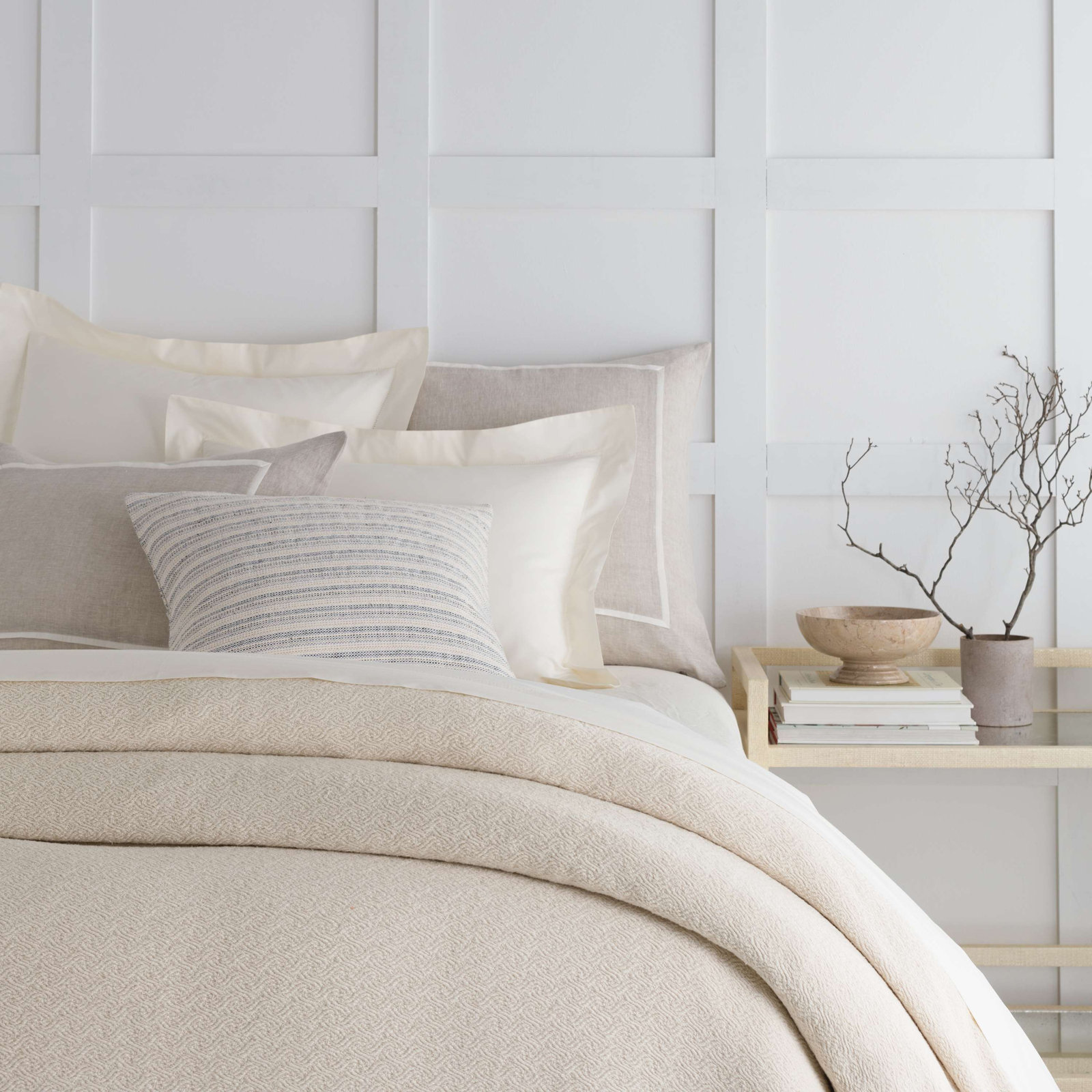 Keaton Linen Shams, King, Natural