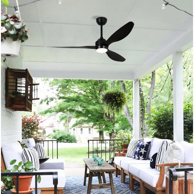 Ventilateur de plafond 52 pouces avec lumières et moteur à courant continu réversible de 52 pouces, noir mat et naturel