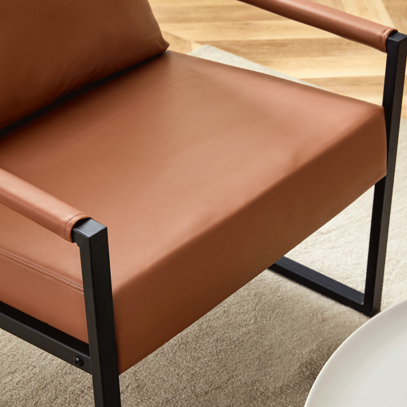 Canapés ergonomiques en cuir synthétique, structure en métal brun, style industriel moderne pour la maison