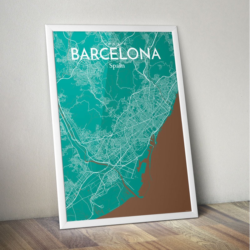 Barcelona City Map - No Frame Print, 43.2 cm H x 27.9 cm W x 0.1 cm D