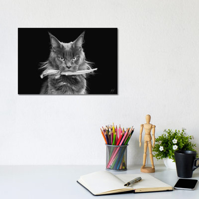 Killer Cat II by Kathrin Federer - Wrapped Canvas Print