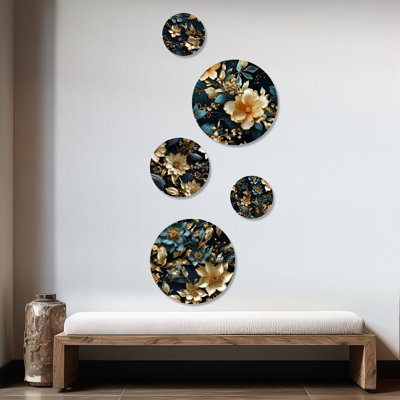 Paloma - Ensemble d'art mural rond floral oriental de 5