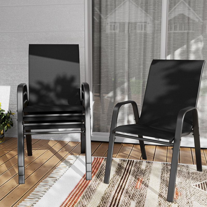 Of 4 Outdoor Chairs With Ergonomic Seating, - Frame And Waterproof Finish For Garden Spaces Chair High Weight Support, Lumbar Comfort Rustproof Family Events