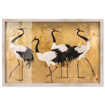 Birds of Gold Shadowbox Print Vintage Art par Art Remedy