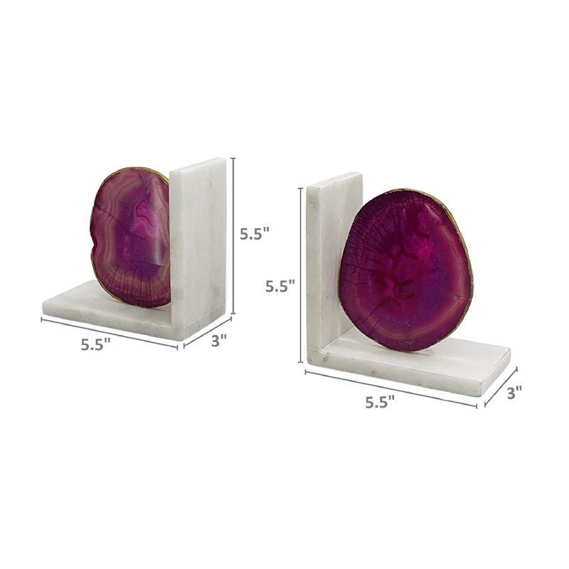 Serre-livres décoratifs en agate, Rose / Mauve